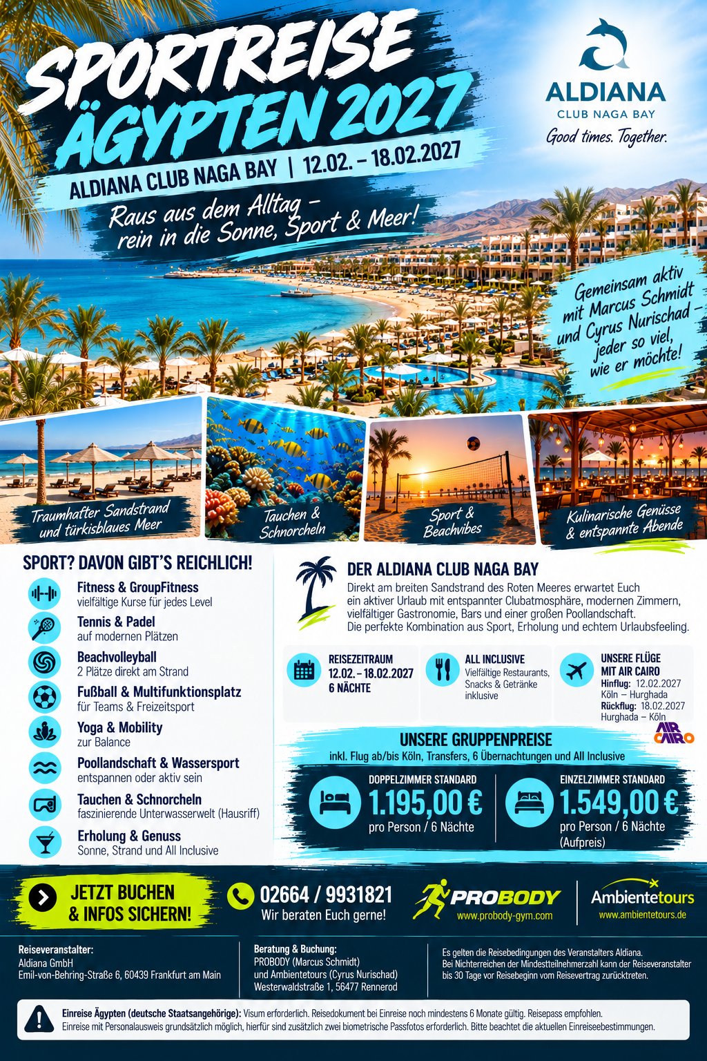 Reiseflyer Sportreise Ägypten 2027, Aldiana Club Naga Bay